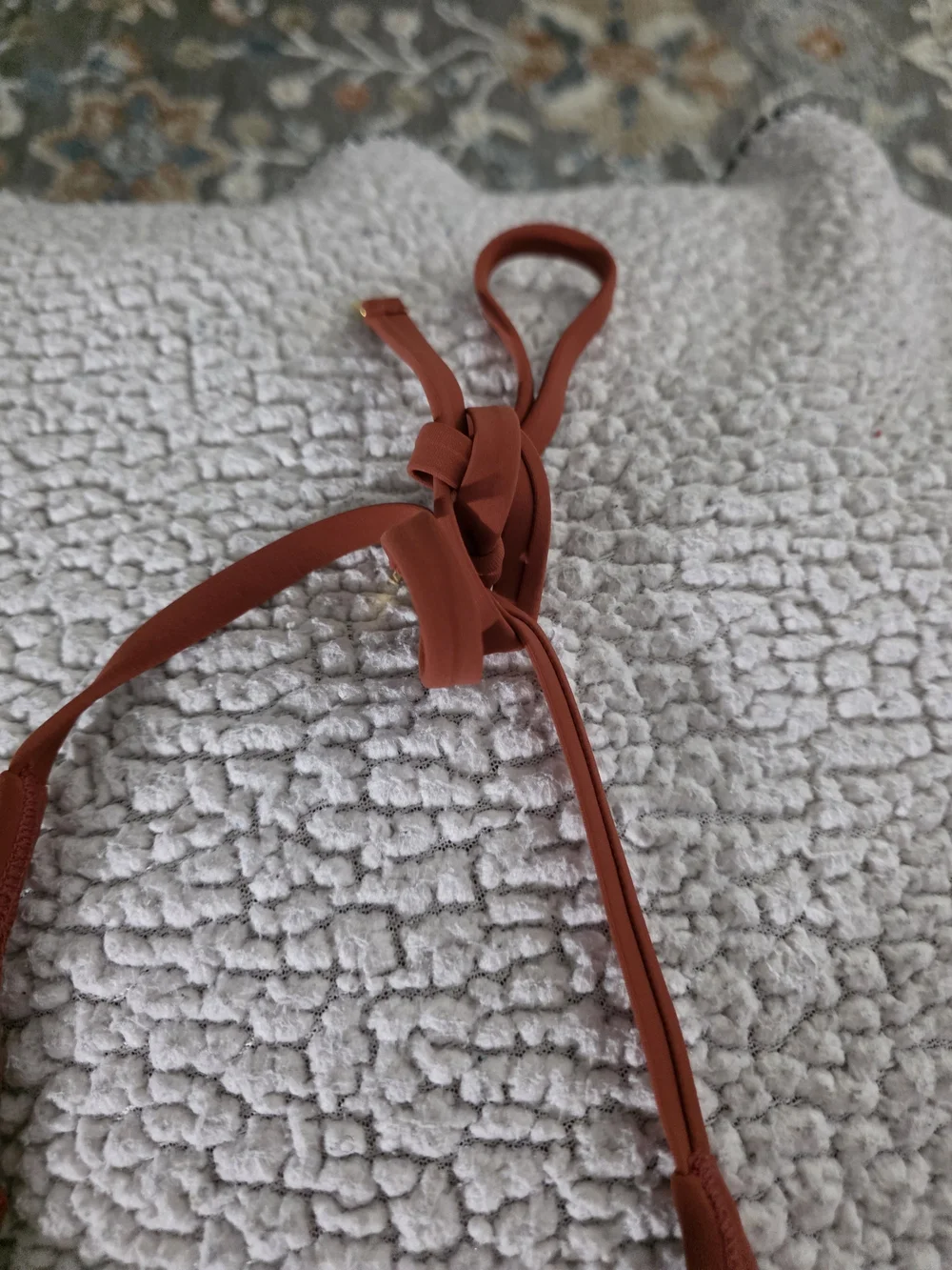 Tory Burch Rust Halter Bikini Top with Gold Logo Clasp